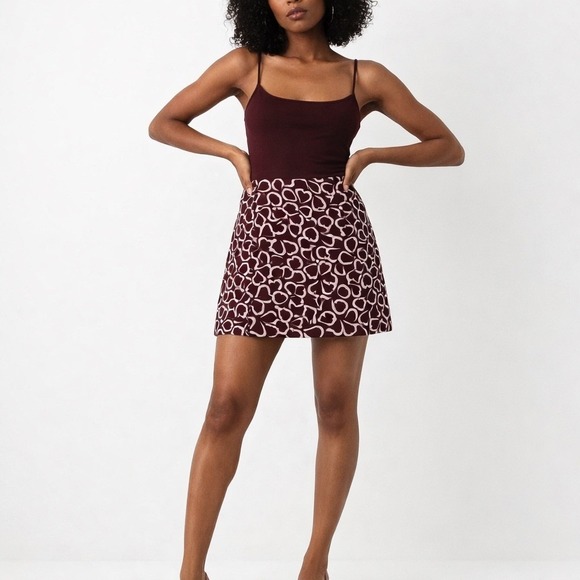 Urban Outfitters Dresses & Skirts - Urban Outfitters Love Print Mini Skirt Red Women's Size S Casual Party Romantic